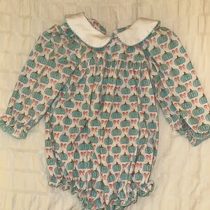 Sage & Lilly toddler bubble with Blue and Pink Pumpkins.